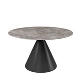 Alessio 130 Cm Gloss Dark Grey Sintered Stone Ceramic Top Swivel Extending Dining Table  with Round Pedestal Base